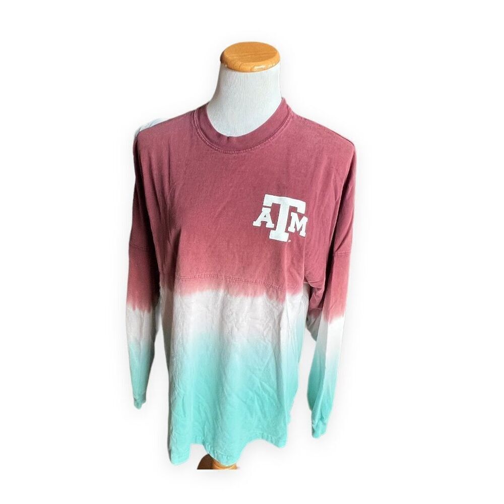 Unisex Spirit Brand Vintage Texas A&M Ombre Dye Dip Long Sleeve Shirt - Sz M